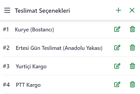 Teslimat Seçenekleri