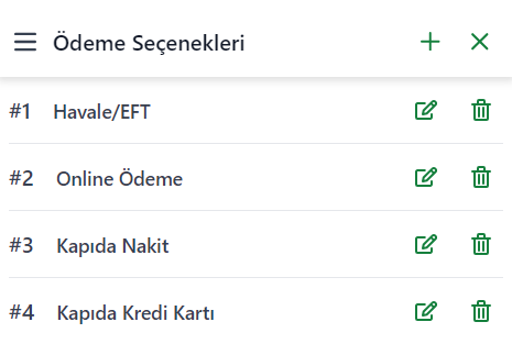 Ödeme Seçenekleri